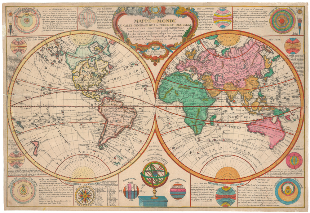Mappe-monde, ou carte générale de la terre et des mers, suivant les dernières observations...
