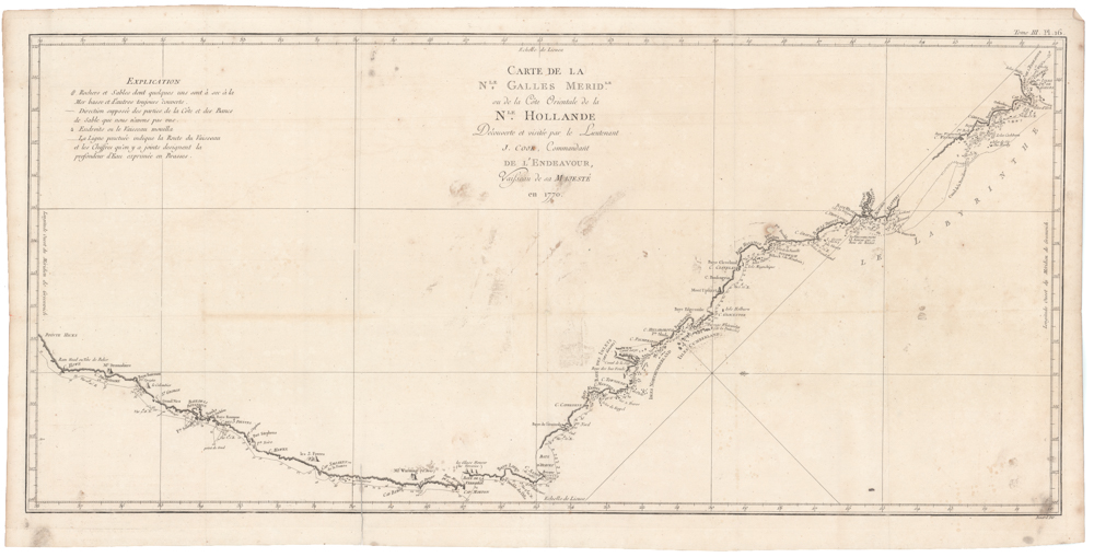 [Cook’s Discovery of Eastern Australia] Carte de la Nle. Galles Merid. ou de la Cote Oriental de la Nle. Hollande.