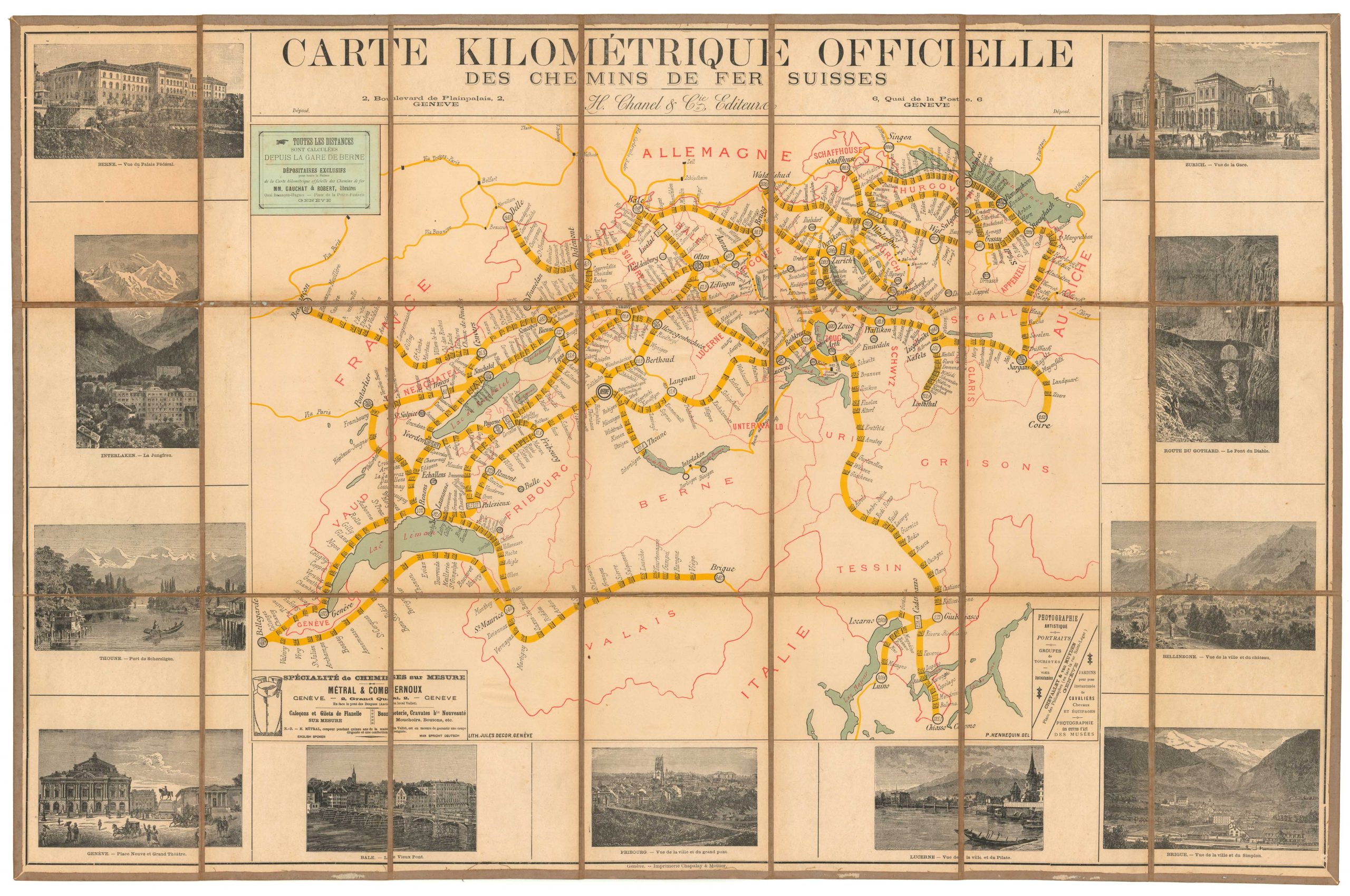 Carte Kilométrique Officielle des Chemins de Fer Suisses