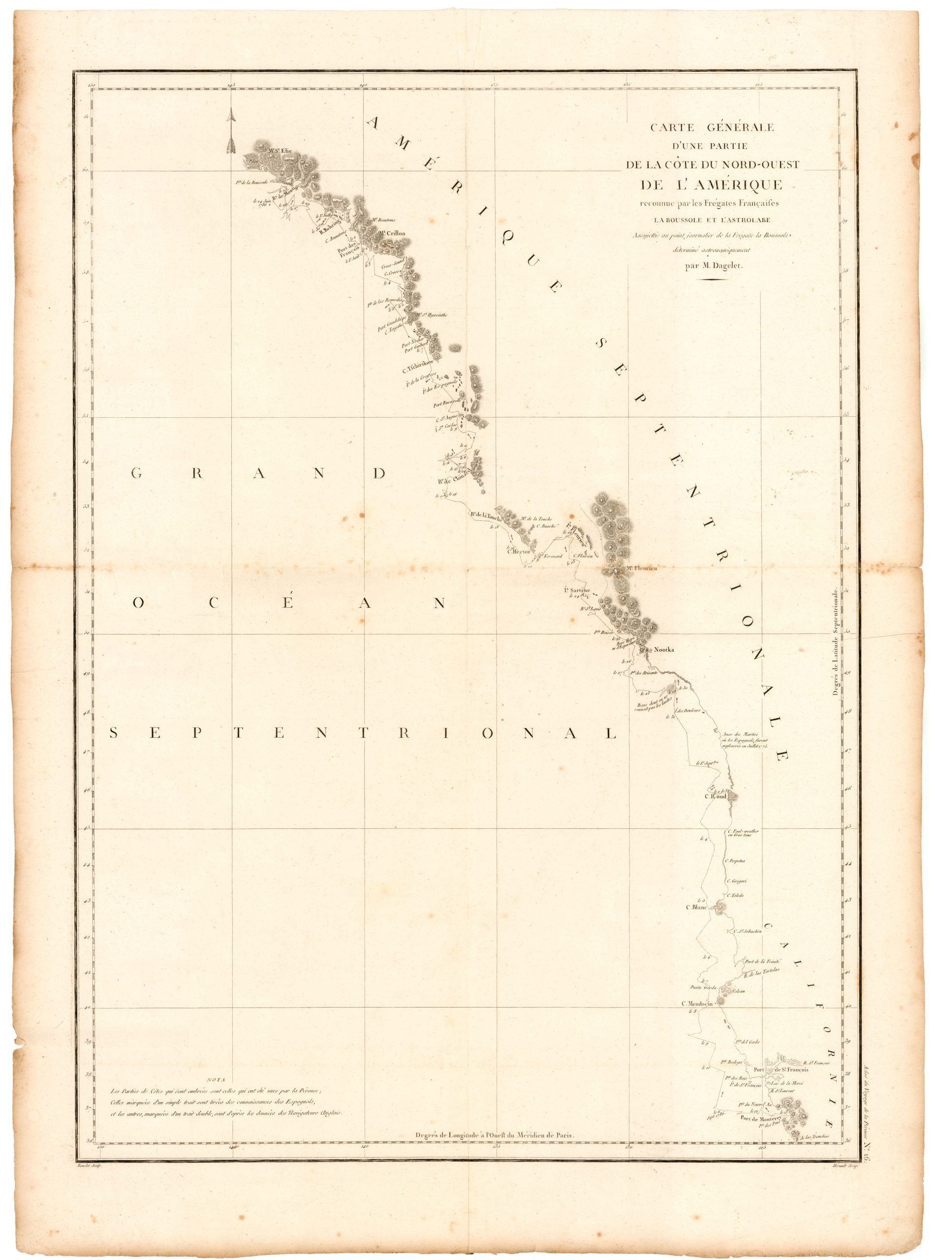 Carte de la Partie de la Cote Nord-Ouest de L'Amerique Reconnue pendant Etes de 1792, 1793, et 1794.