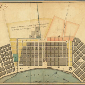 [Jacques Tanesse Manuscript Map Of New Orleans and Document From the Governor of Louisiana]