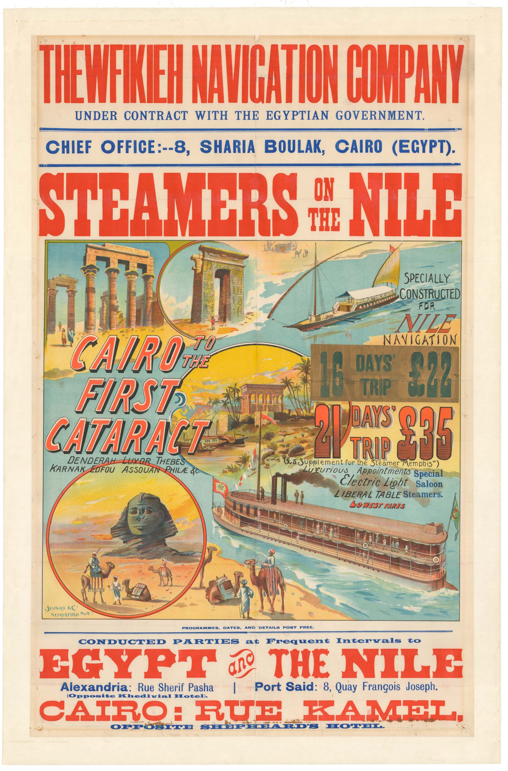 STEAMERS ON THE NILE / THEWFIKIEH NAVIGATION COMPANY.