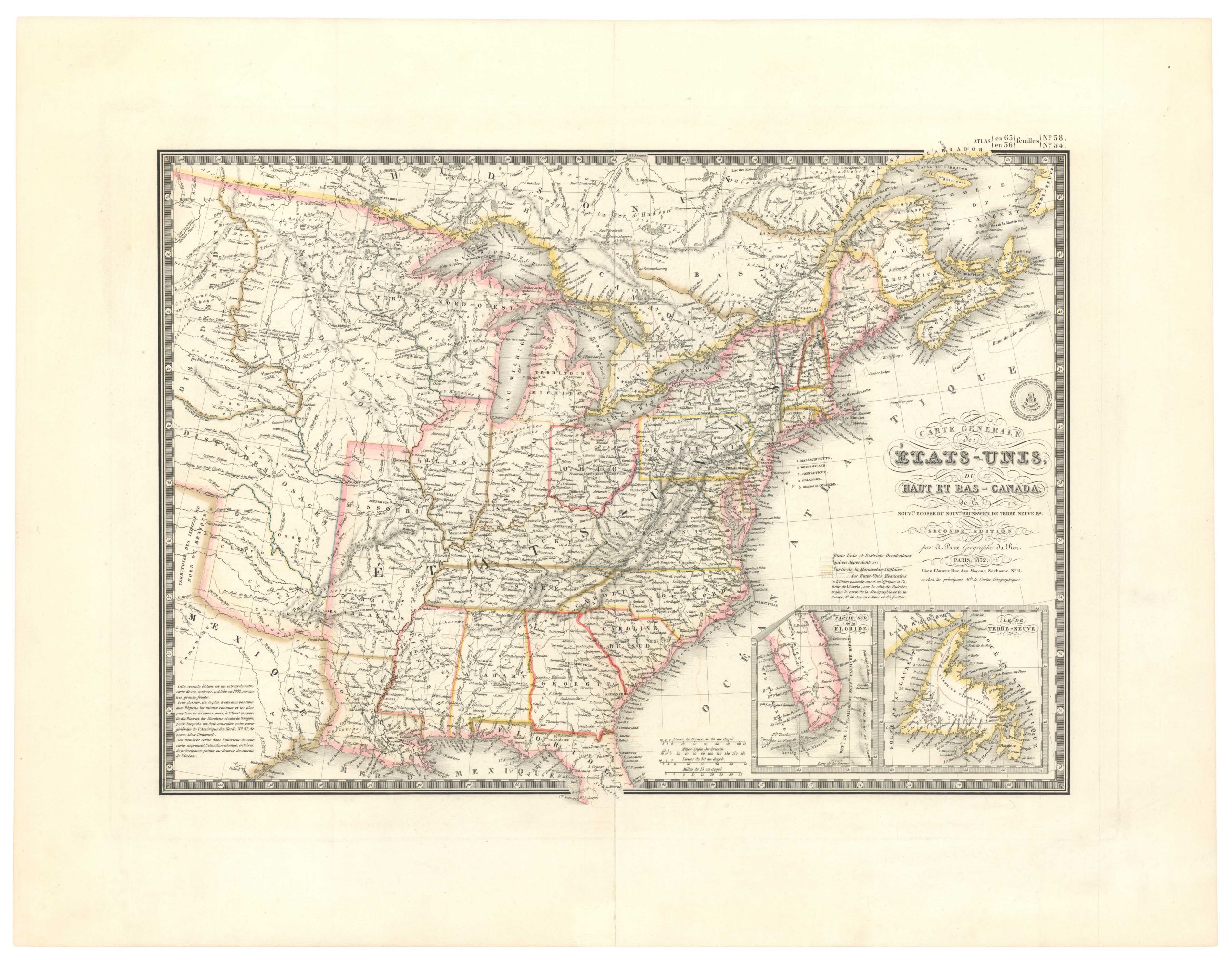 Carte générale des États-Unis, du Haut et Bas-Canada, de la Nouvle. Ecosse, du Nouvau. Brunswick, de Terre Neuve &a.