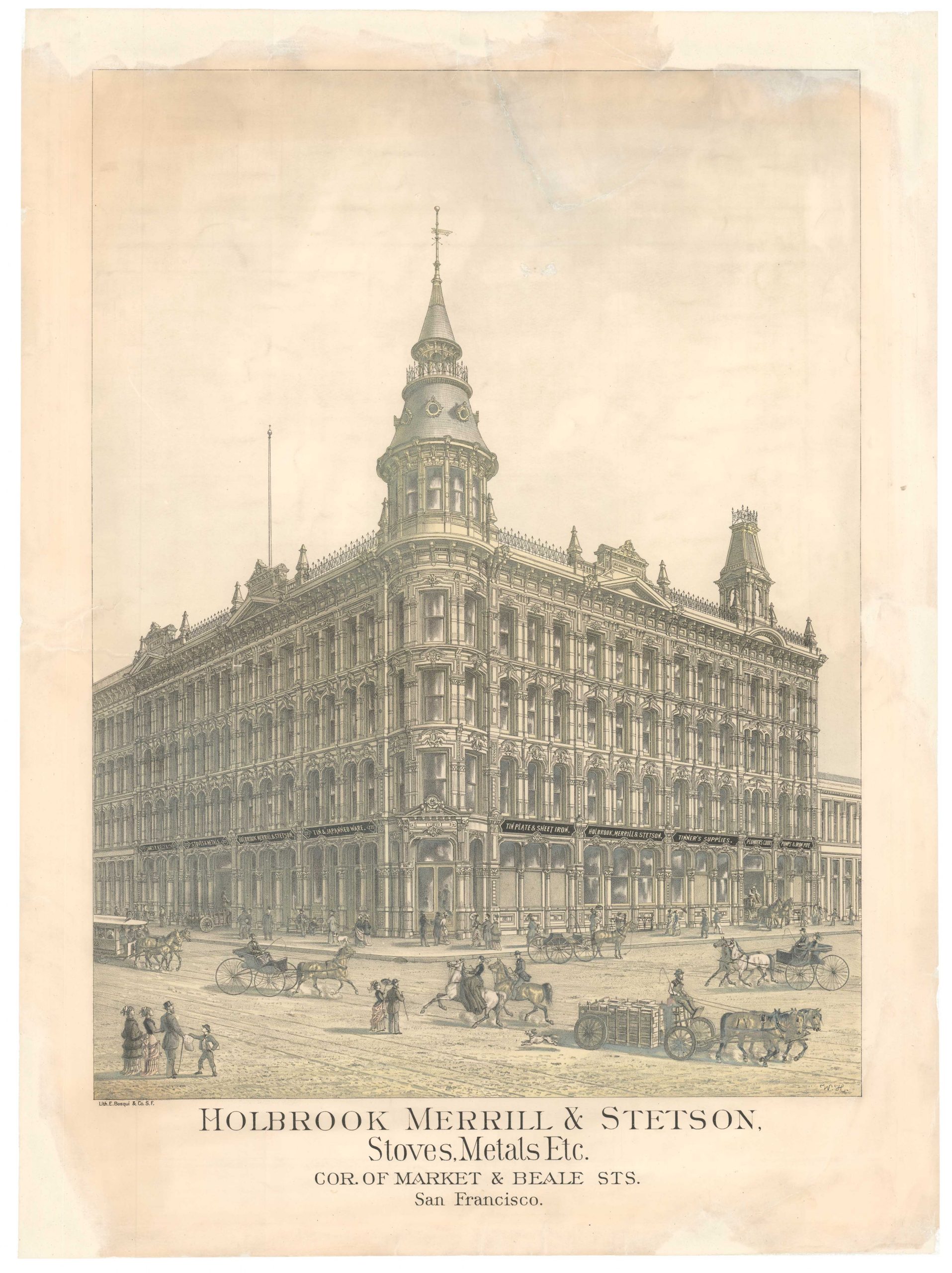 Holbrook Merrill & Stetson, Stoves, Metals Etc. Cor. of Market & Beale Sts. San Francisco.