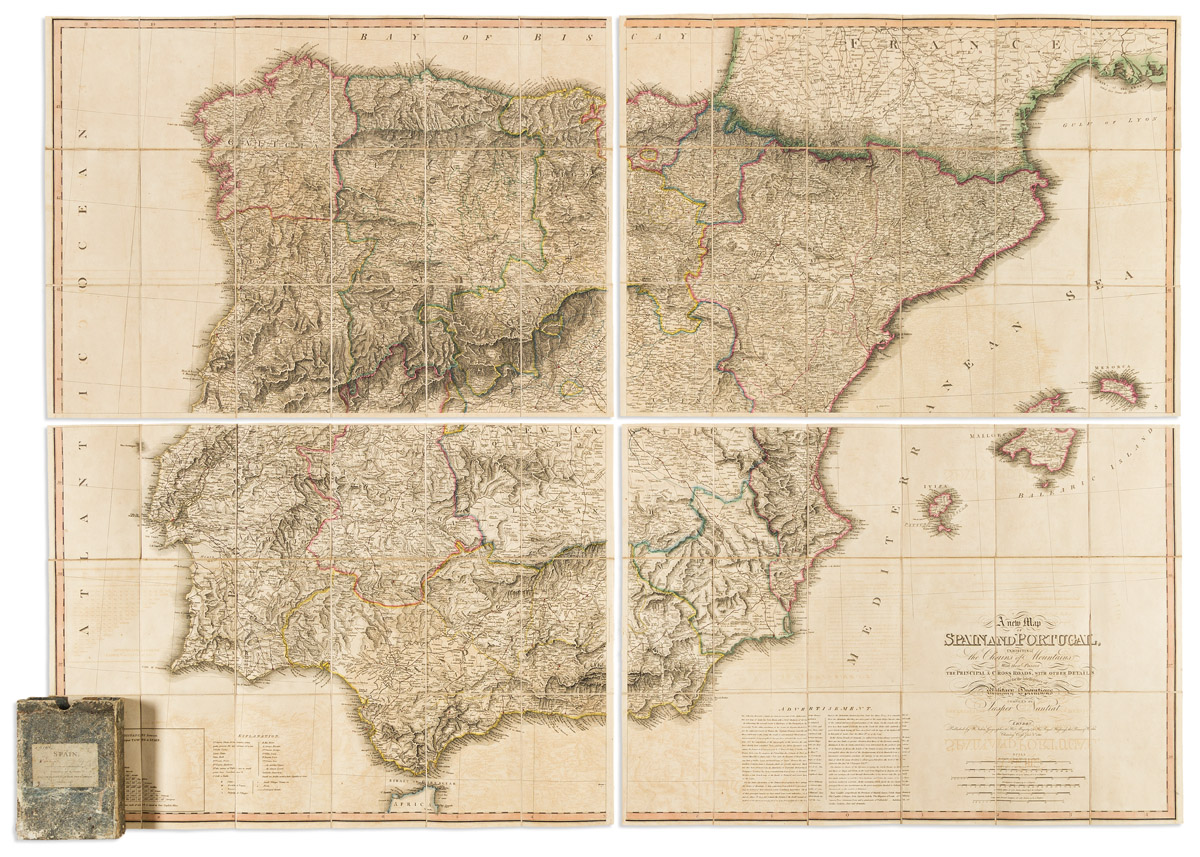 A New Map of Spain and Portugal, Exhibiting the Chains of Mountains with Their Passes, the Principal & Cross Roads, with Other Details Requisite for the Intelligence of Military Operations.