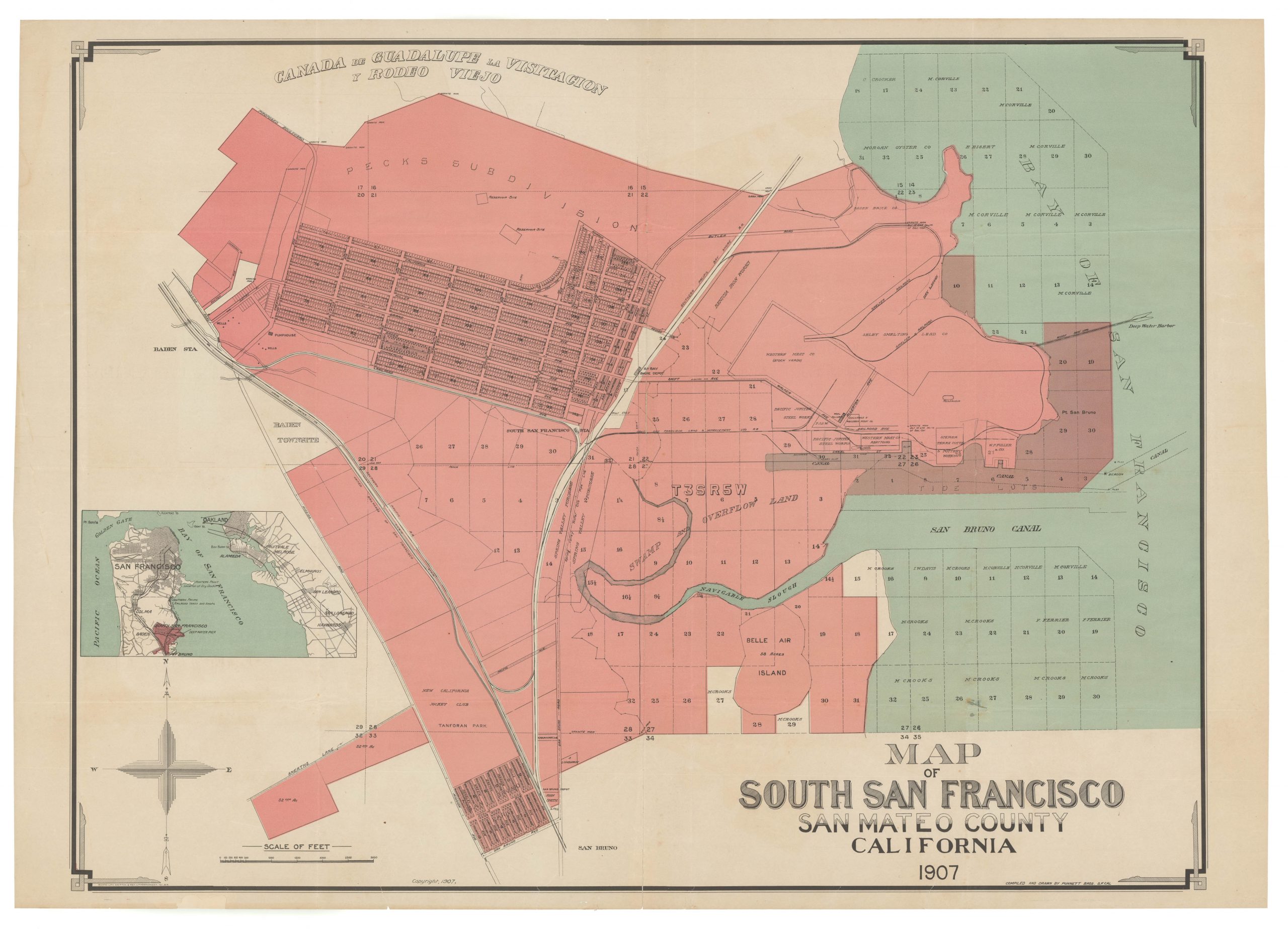 Map Showing Property of South San Francisco Land and Improvement Co at South San Francisco, San Mateo County, California