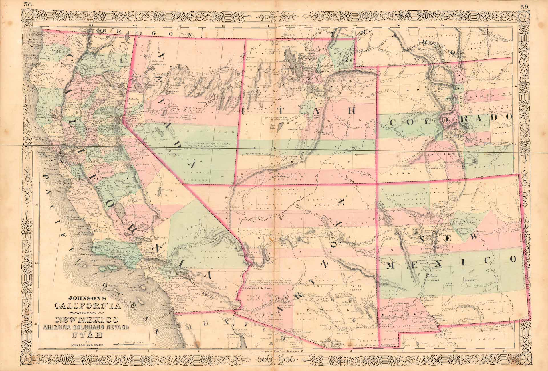 Johnson's California, with Utah, Nevada, Colorado, New Mexico, and