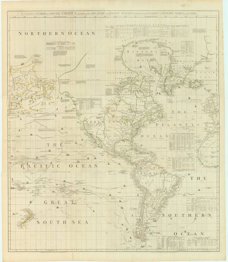 A Chart of North and South America, Including the Atlantic and Pacific Oceans, with the nearest Coasts of Europe, Africa, and Asia