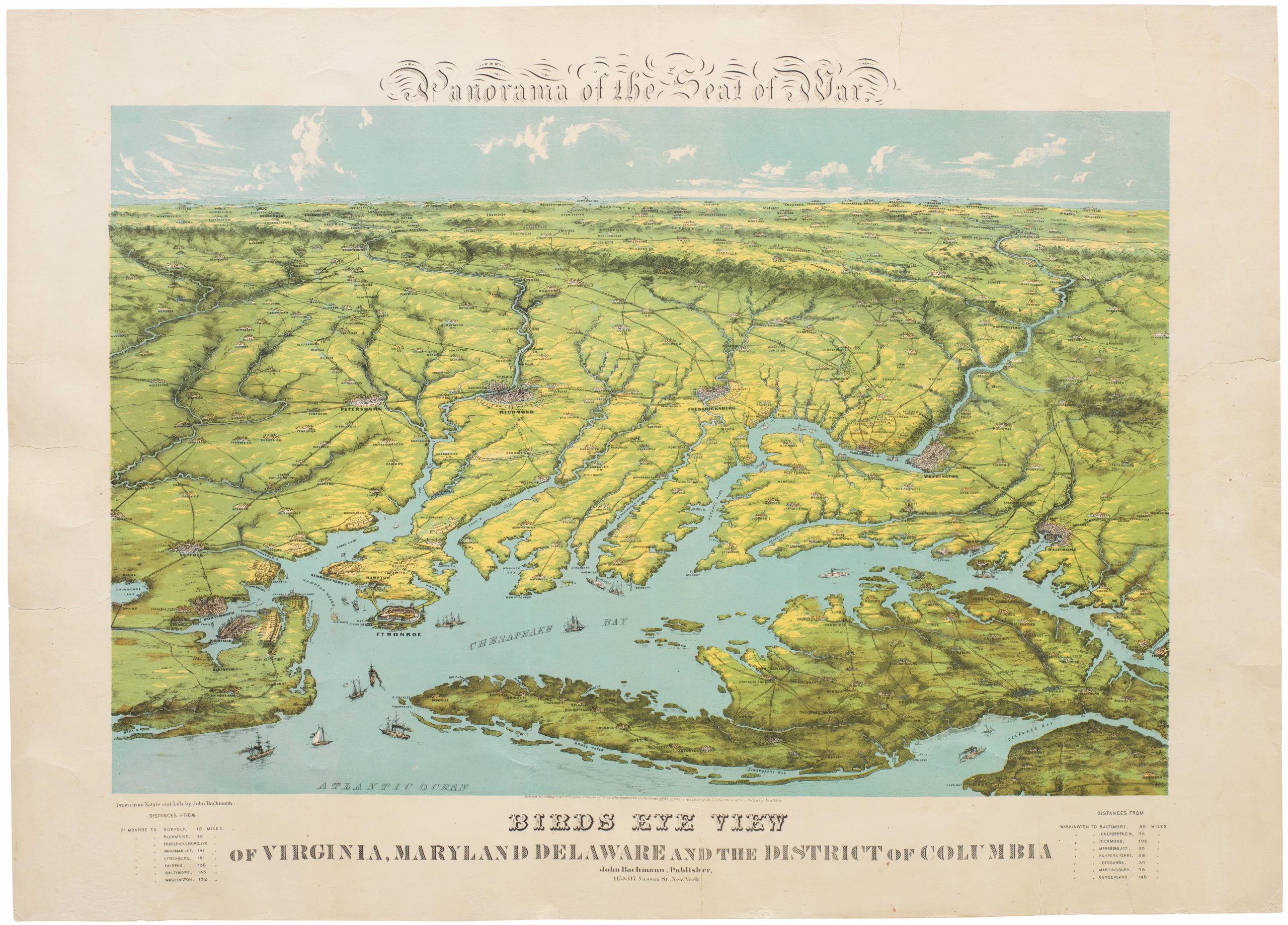 [First State] Panorama of the Seat of the War Birds Eye View of Virginia, Maryland, Delaware and the District of Columbia