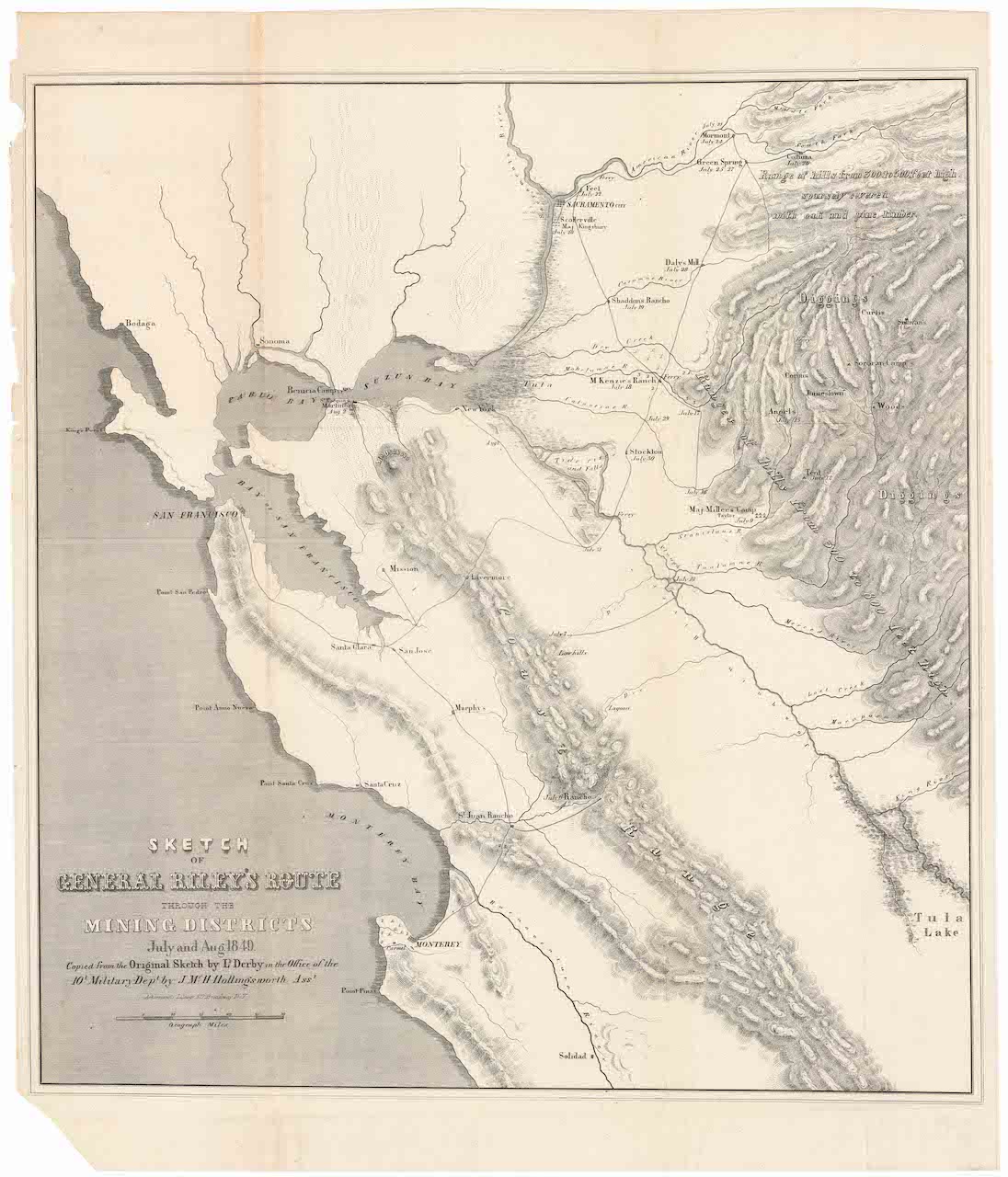 Sketch of General Riley's Route through the Mining Districts July and ...