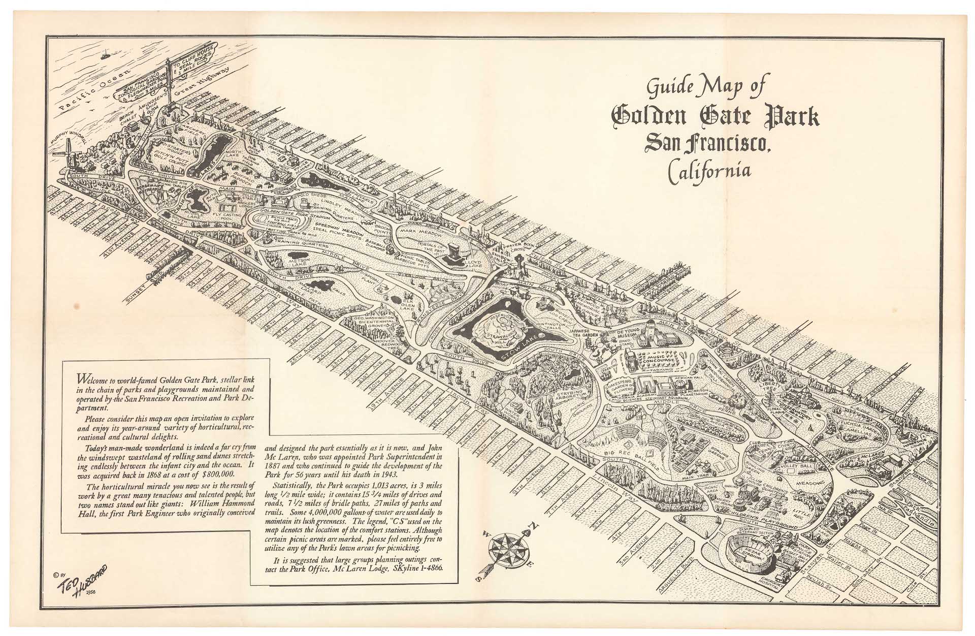 Guide Map of Golden Gate Park San Francisco, California. - Neatline