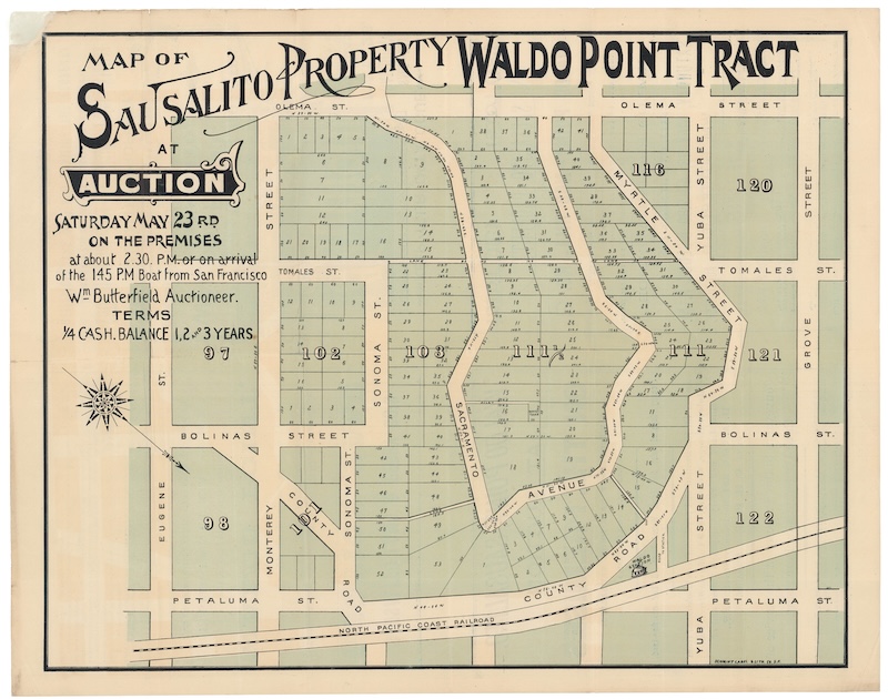 Map of Sausalito Property at Auction, Waldo Point Tract. - Neatline