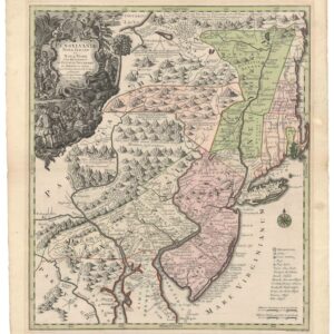 Seutter’s first state map of Pennsylvania, Jersey, and New York, with original...