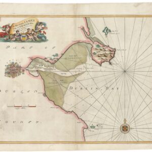 1693 Collins Nautical Chart of Dublin Bay, with Detailed Plan of the...