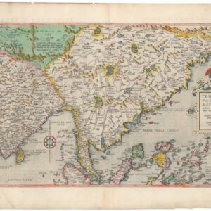 De Jode’s 1593 seminal map of Asia in splendid original color.