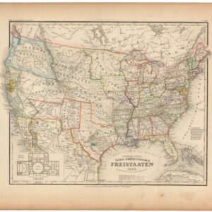 1853 Map of the United States from Meyer's Atlas, with Capitol Inset...